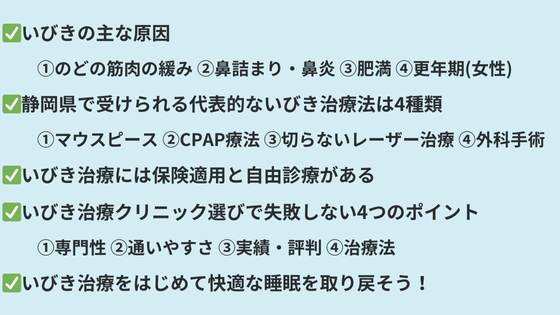 まとめ｜静岡県でいびき治療を始めて快適な睡眠を取り戻そう